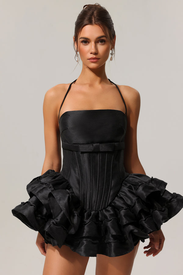 Kerlin Fishbone Bowknot Sleeveless Mini Dress