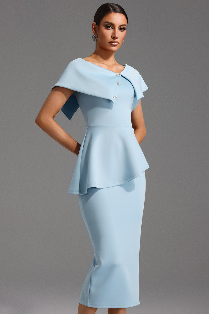 Tearnie One Shoulder Flounce Midi Dress
