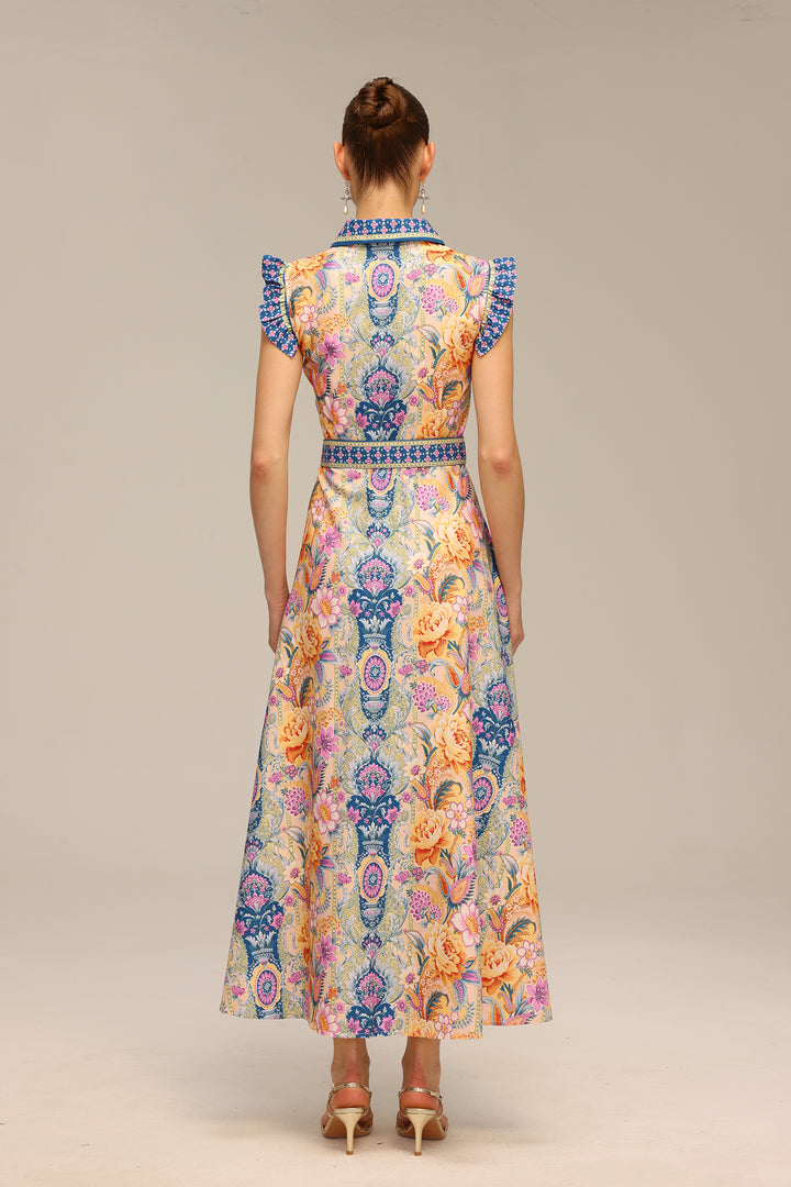 Naida Floral Printed Sleeveless Maxi Dress