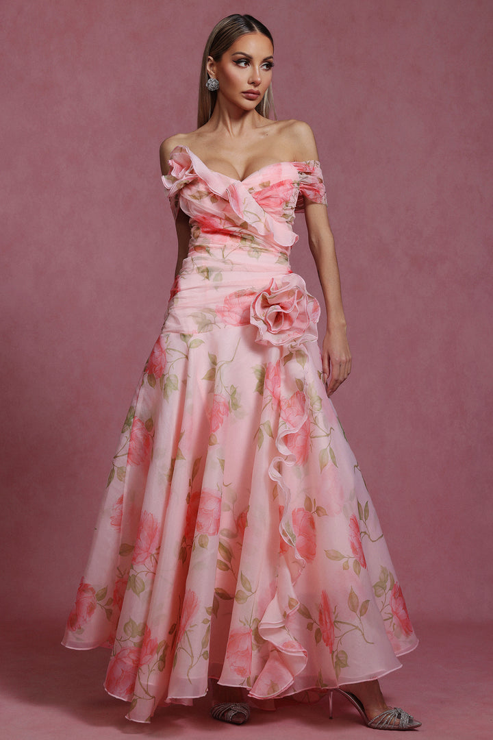 floral flounce maxi dress Floral Flounce Sleeve Maxi Dress Charming Charlie