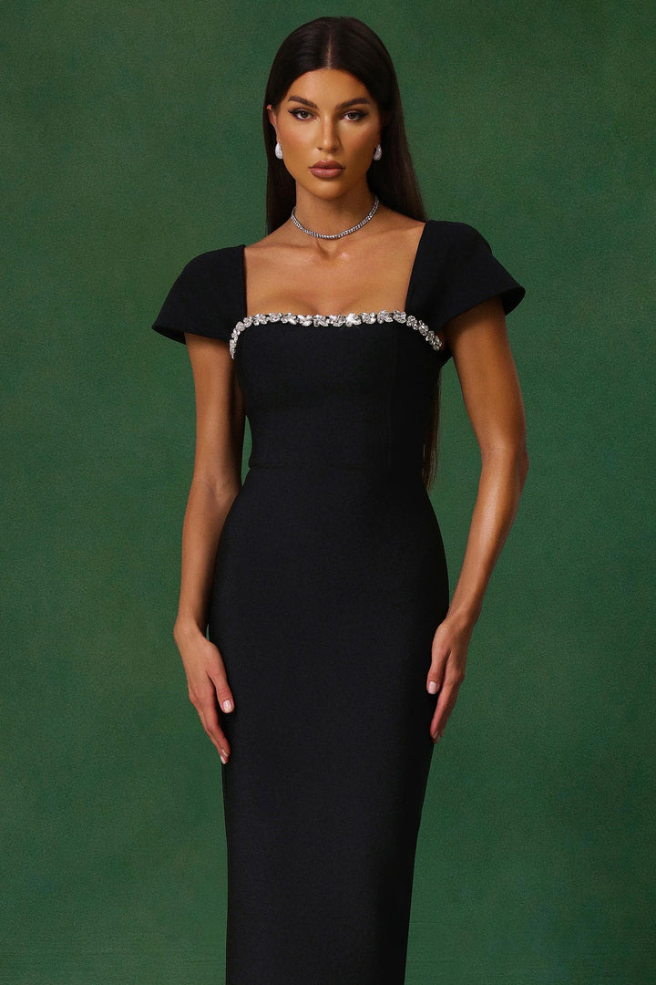 Romelle Short Sleeve Diamond Bandage Maxi Dress