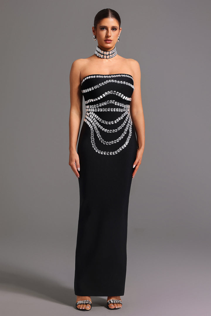 Wanda Sleeveless Diamond Bandage Maxi Dress