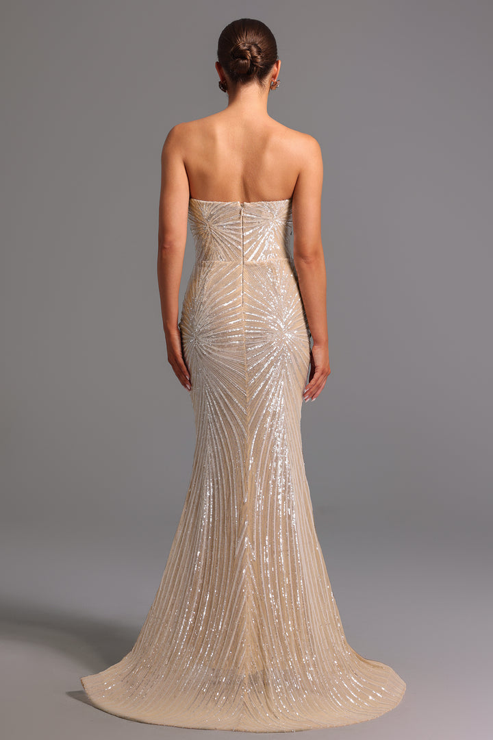 Kori Strapless Diamond Sequins Maxi Dress