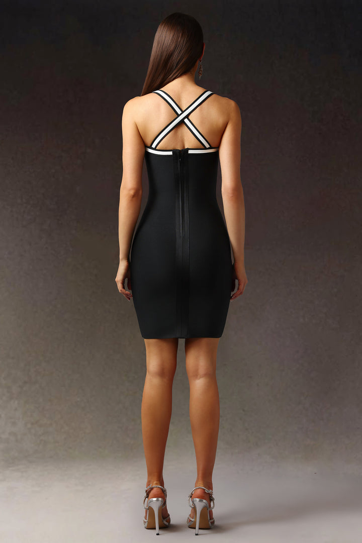 Lizbet Sleeveless Stripes Bandage Mini Dress