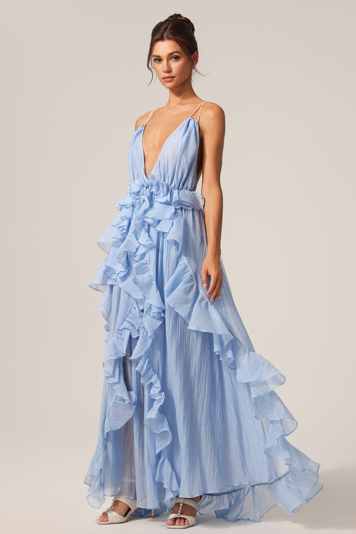Quincy Sleeveless Backless Folds Maxi Dress
