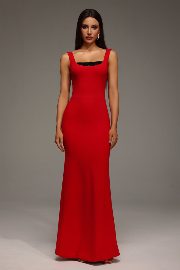 Meryl Halter Diamond Maxi Dress