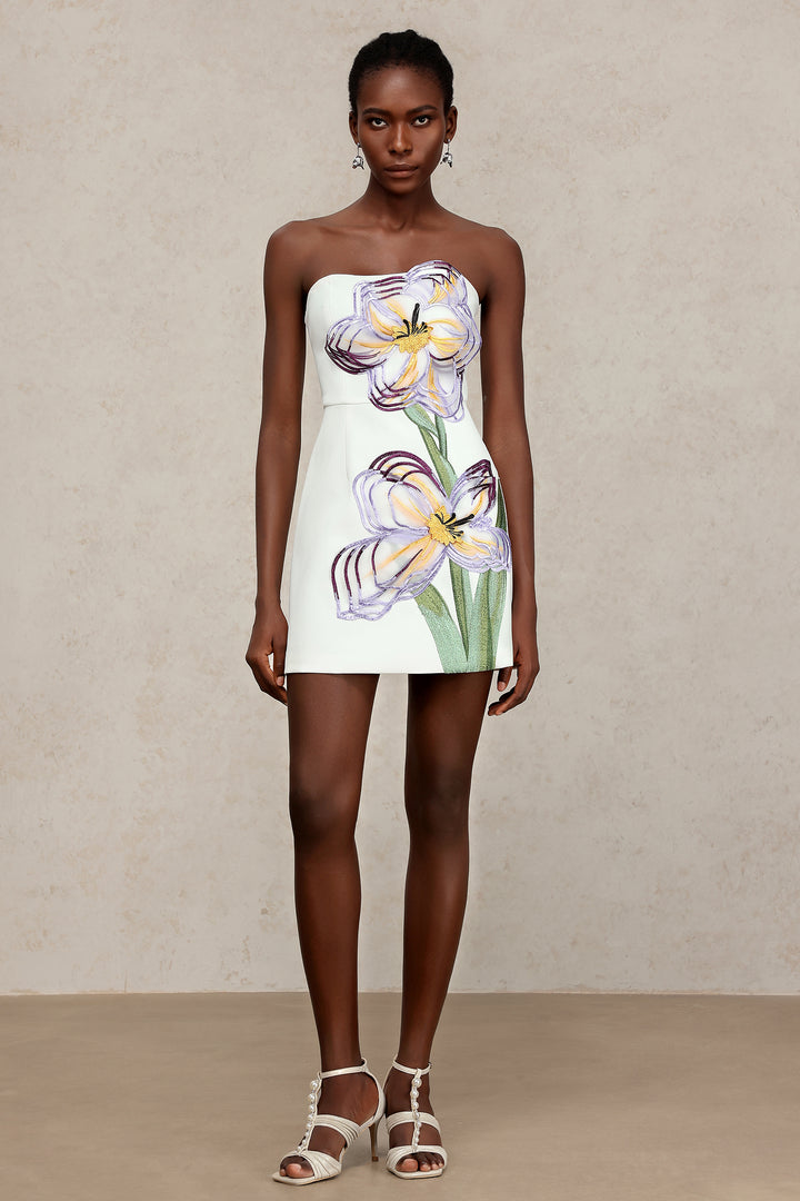 Ginny Sleeveless Embroidery Flowers Mini Dress