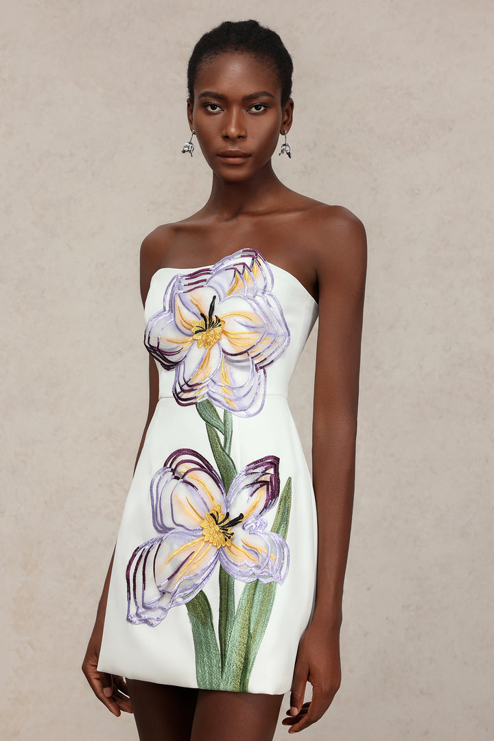 Ginny Sleeveless Embroidery Flowers Mini Dress