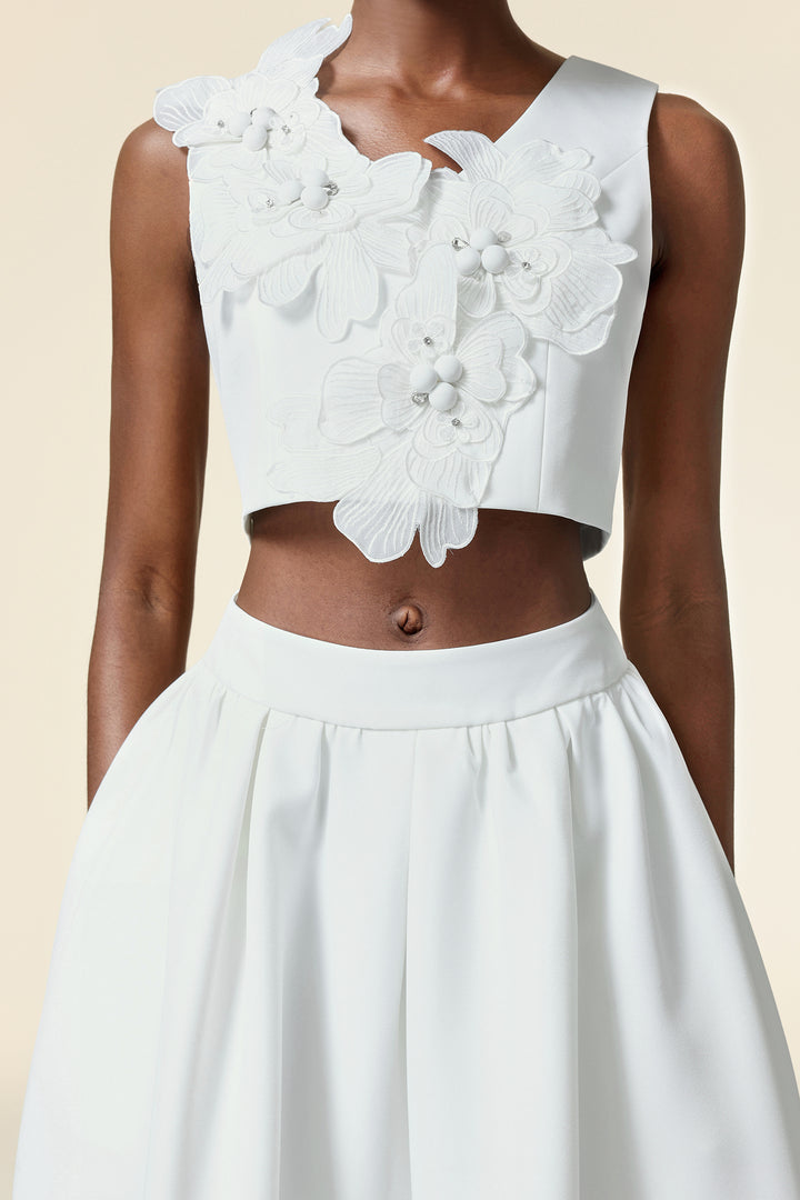 Noah V-Neck Sleeveless Flowers Top And Skirt Two-Piece Set
