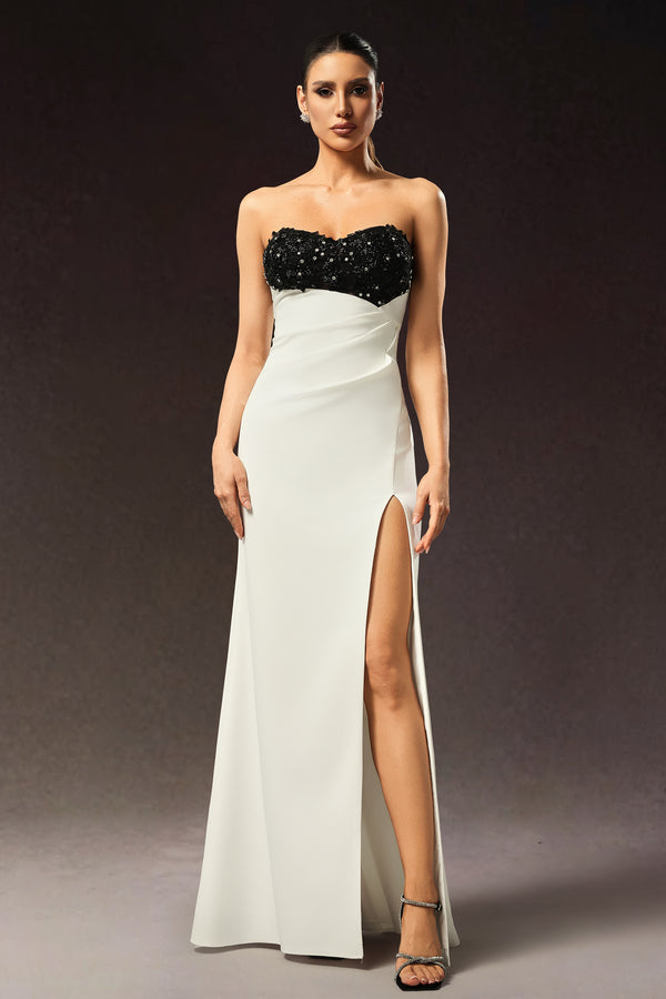 Olivia Sleeveless Diamond Flower Slit Maxi Dress
