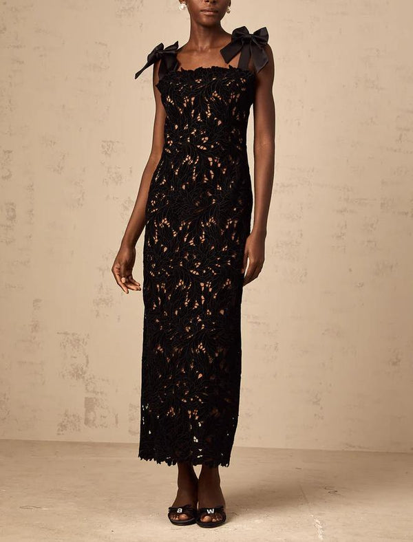 Lucretia Sleeveless Lace Bow Maxi Dress
