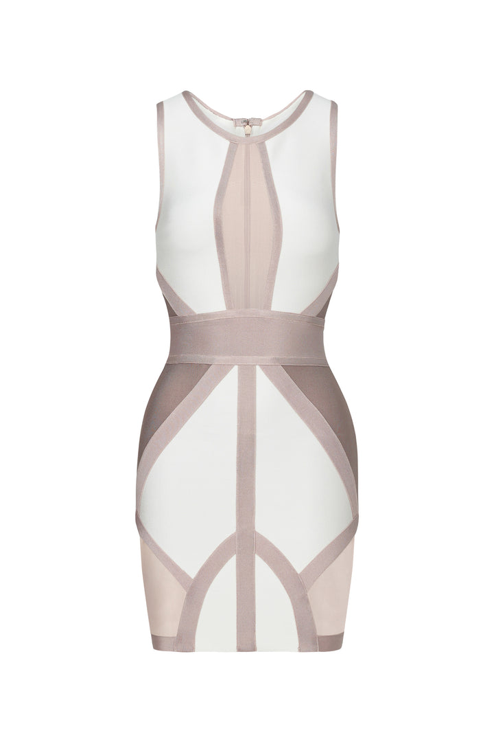 Locia Sleeveless Color Matching Bandage Midi Dress