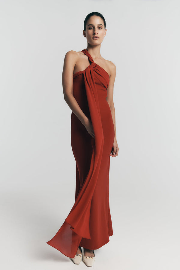 Philippa Knotted Crepe Maxi Dress