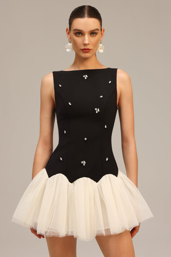 Salamo Sleeveless Diamond Mini Dress