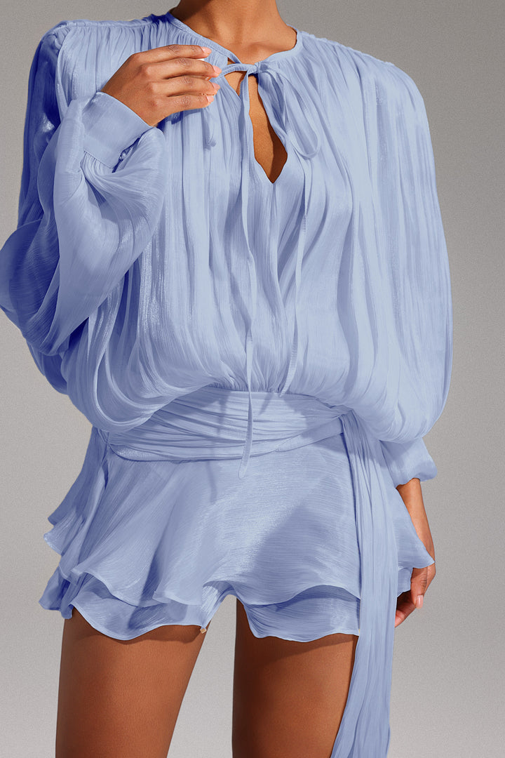 Dekia Long Sleeves Hollow Out Flounce Mini Dress