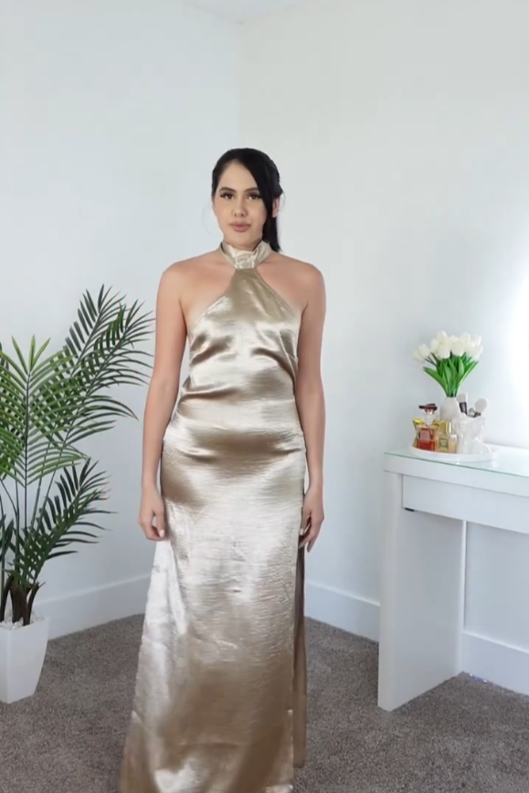 Teray Halterneck Satin Dress