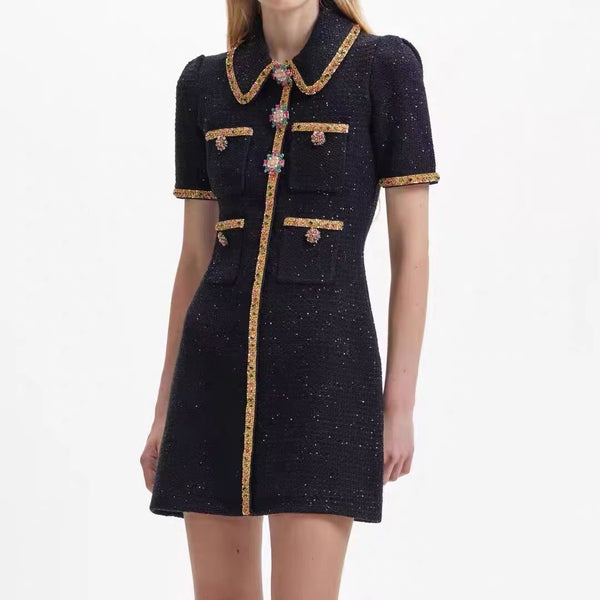 Varuni Short Sleeve Diamond Mini Dress