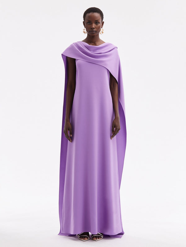 Purple Draped Georgette Maxi Dress