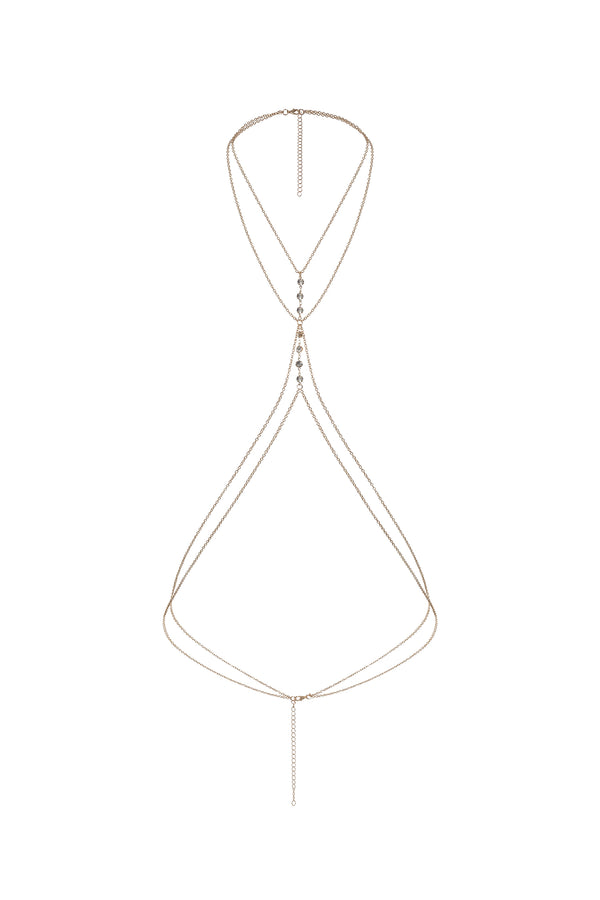 Print Double Decker Diamond Body Chain
