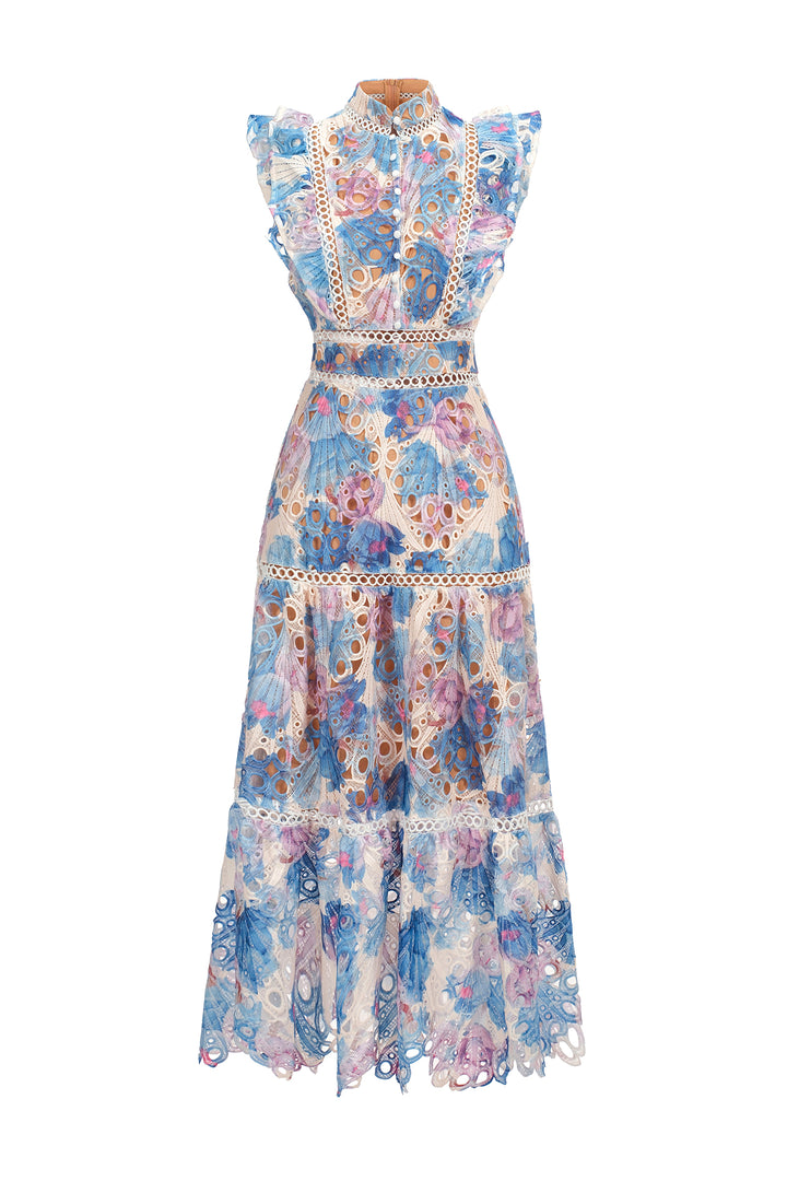 Nani Sleeveless Printed Lace Maxi Dress