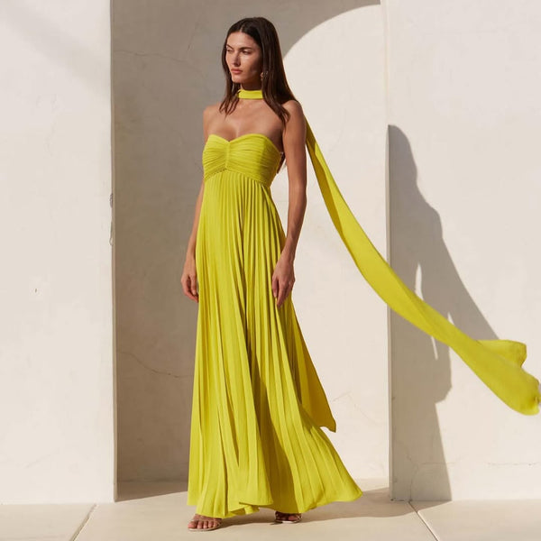Valor Sleeveless Folds Maxi Dress
