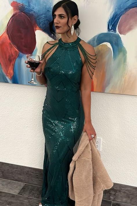 Bali Sequin Maxi Dress - Green