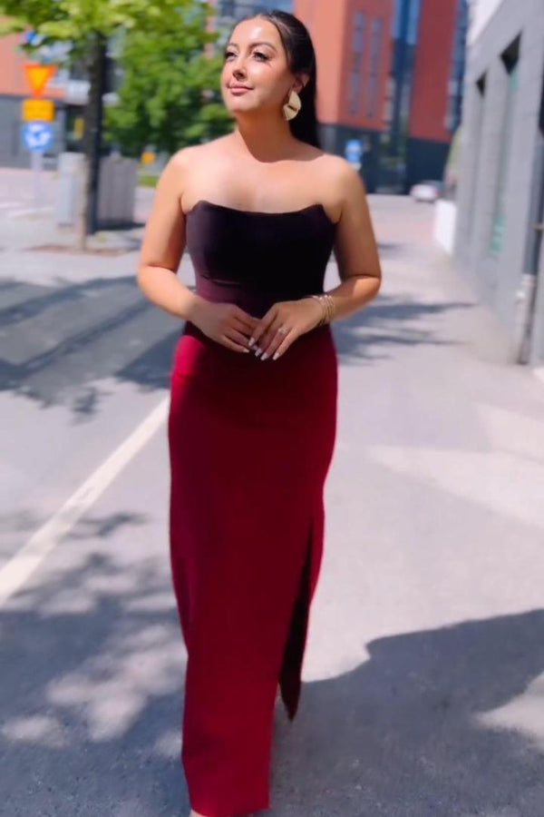 Masaka Strapless Slit Maxi Dress