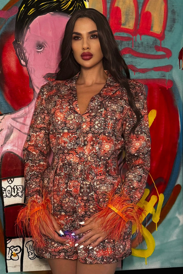 Paula Feather Printed Blazer Dress