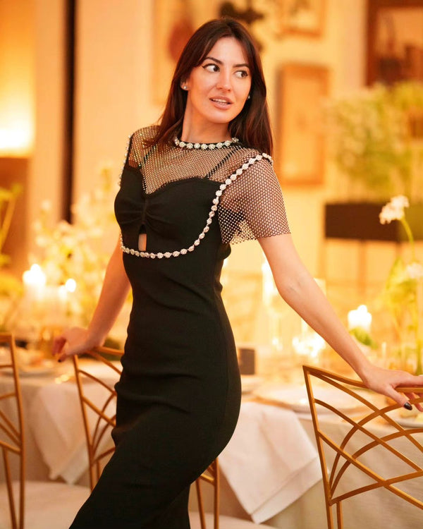 Helene Diamante Bandage Midi Dress