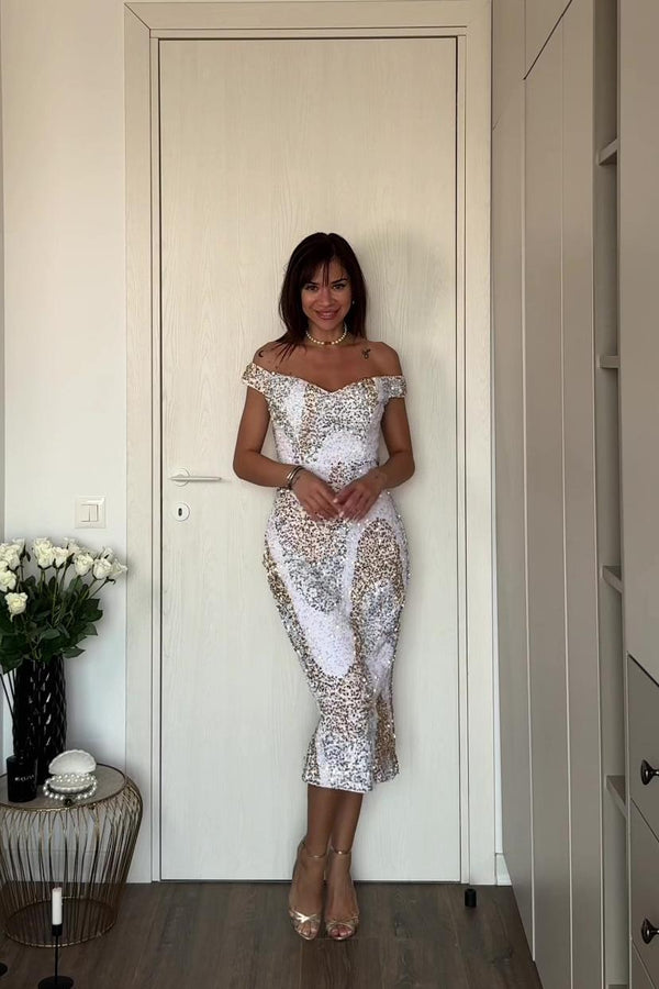 Jellay Sequins One Shoulder Midi Dress