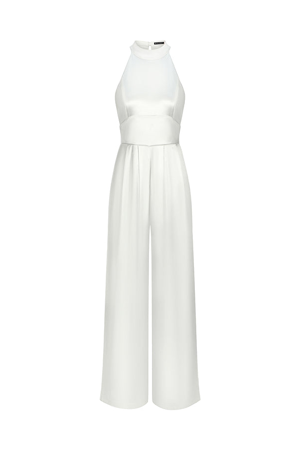 Katya Blackless Halter Jumpsuit - White