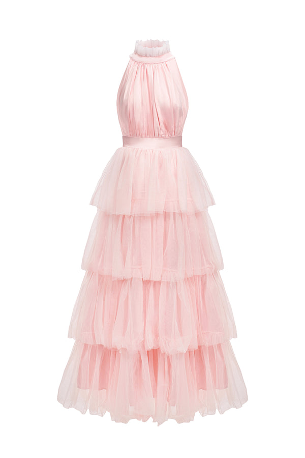 Odelia Sleeveless Bow Puffy Maxi Dress