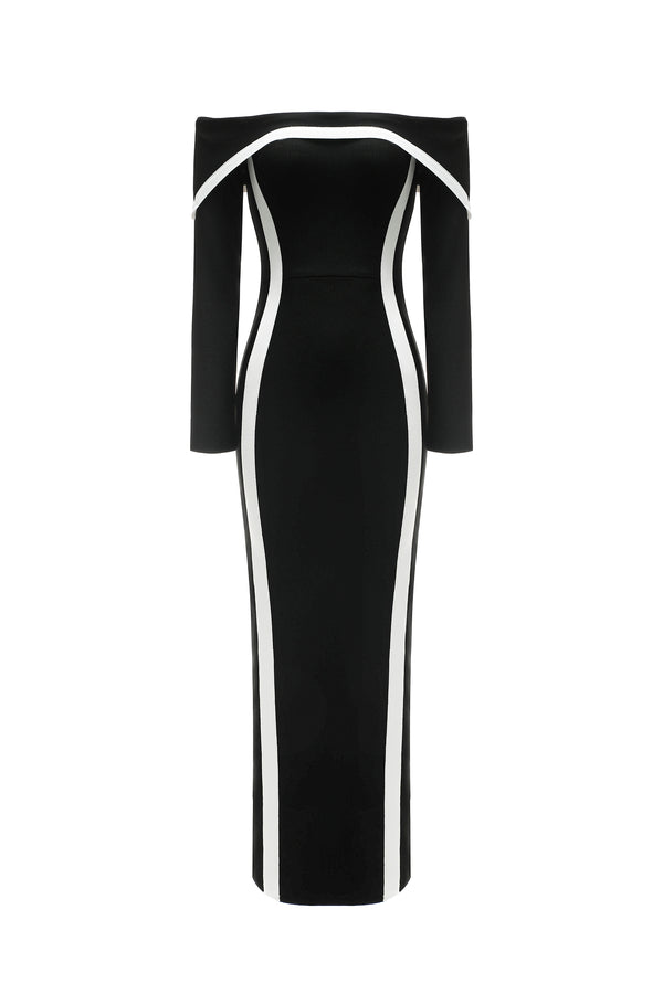 Hilda Off-the-Shoulder Long Sleeve Maxi Dress