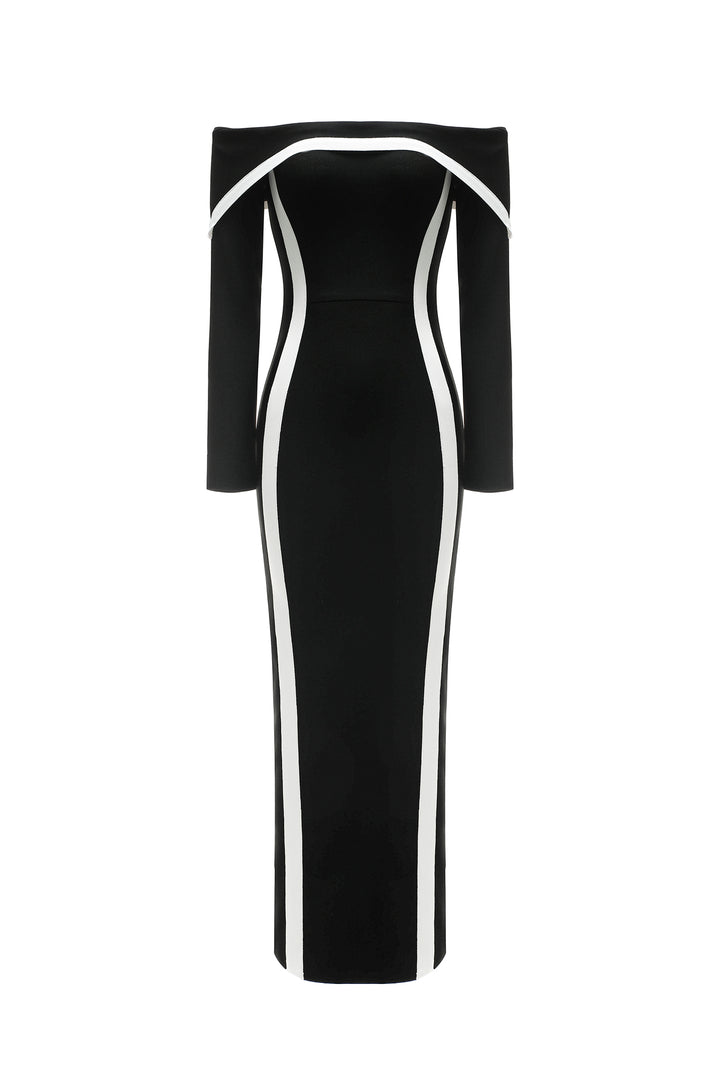 Hilda Off-the-Shoulder Long Sleeve Maxi Dress