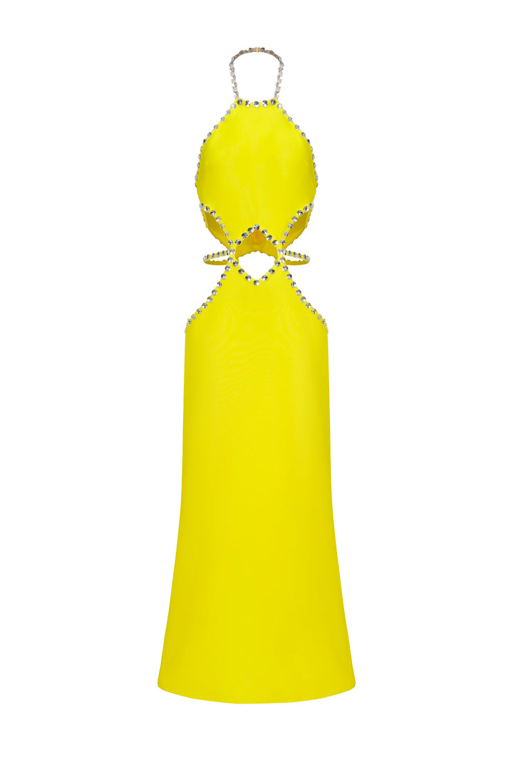 Juyce Halter Sleeveless Hollow Out Diamond Bandage Maxi Dress