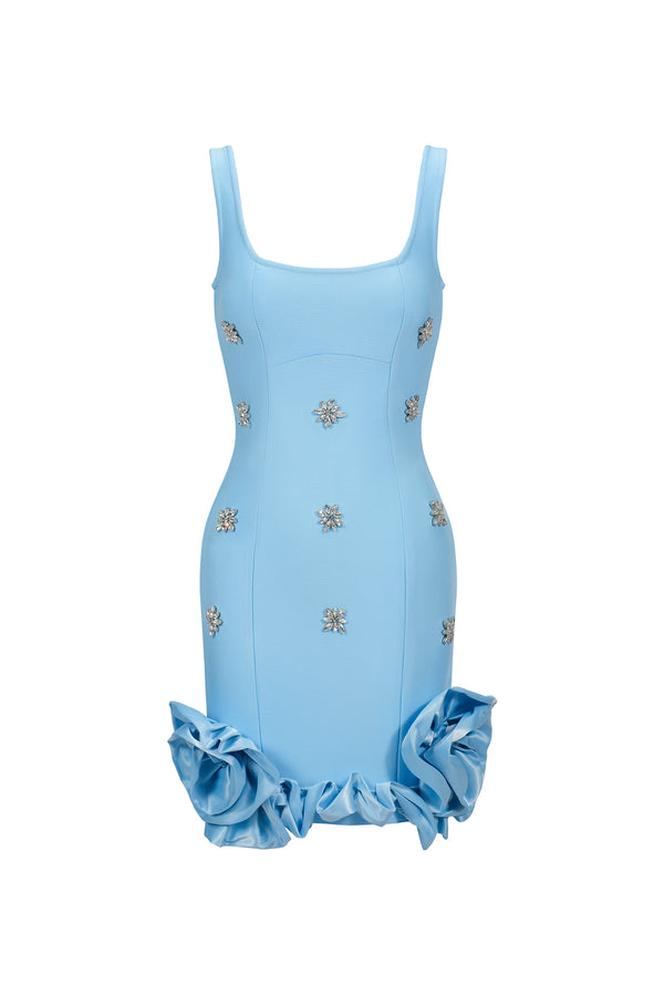 Nomi Sleeveless Diamond Flowers Mini Dress