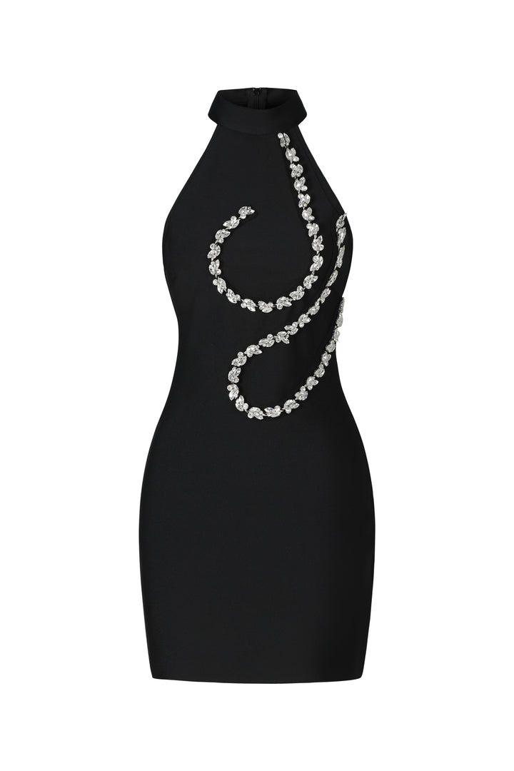 Georgiana Halter Sleeveless Diamond Bandage Mini Dress