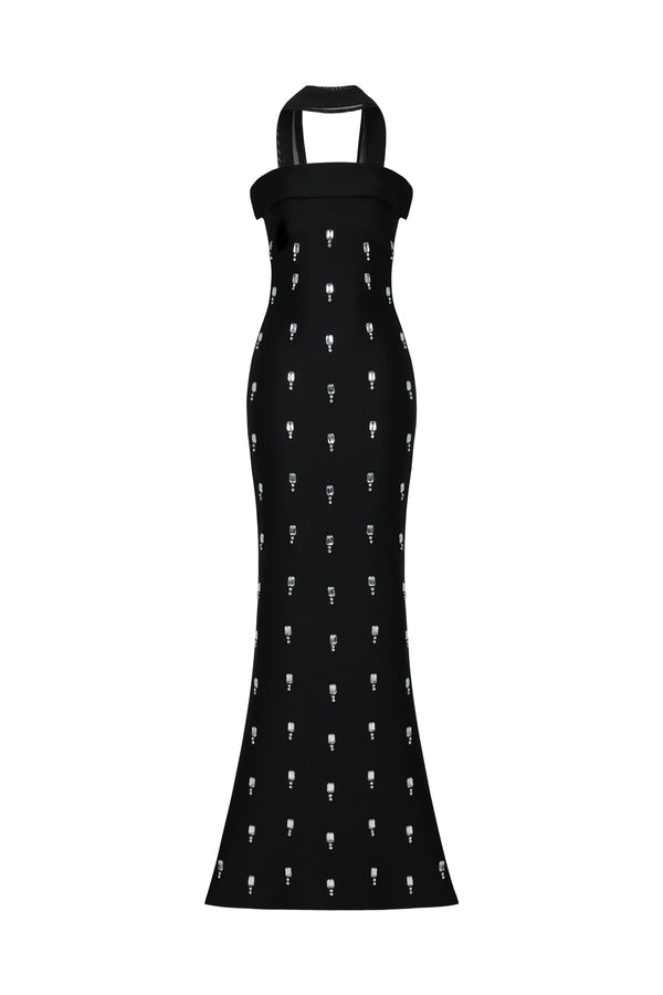 Nadja Sleeveless Diamond Bunting Bandage Maxi Dress