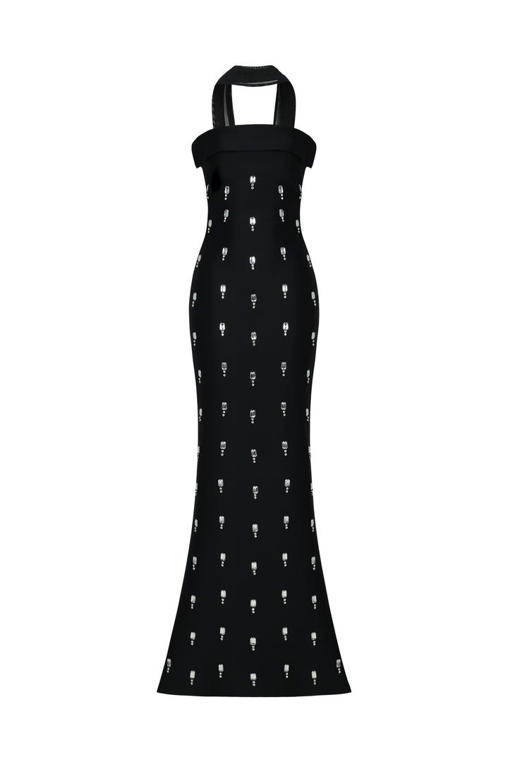Nadja Sleeveless Diamond Bunting Bandage Maxi Dress
