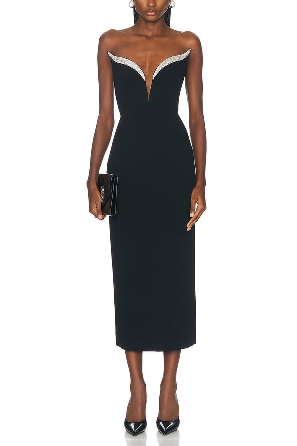 Pilisa Sleeveless V-Neck Diamond Bandage Maxi Dress