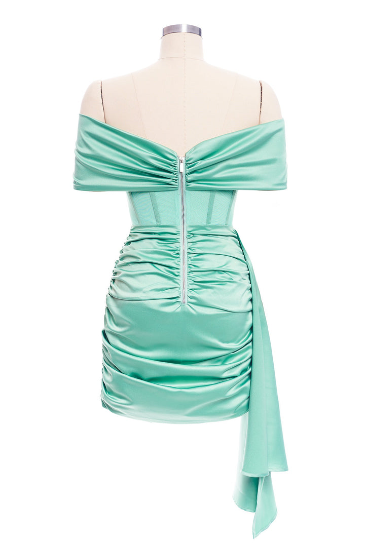 Ruched Off Shoulder Corset Mini Dress