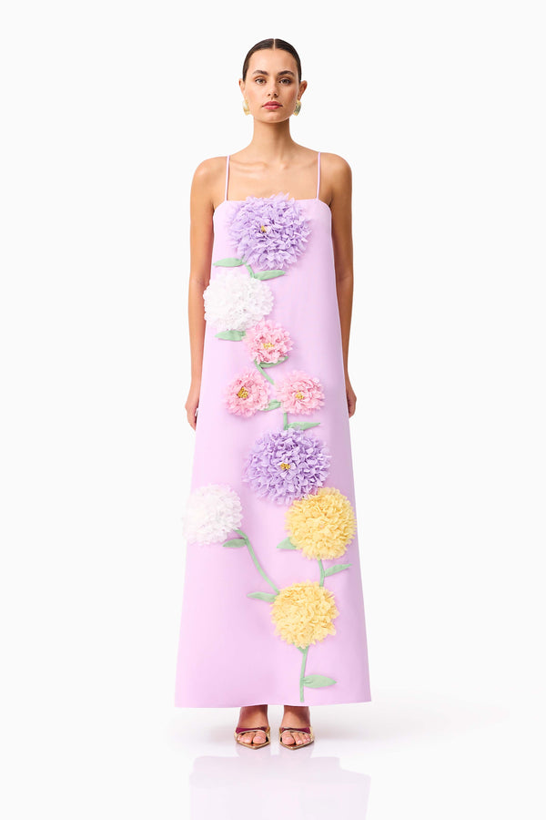 Buttercup Embroidered Maxi Dress in Purple