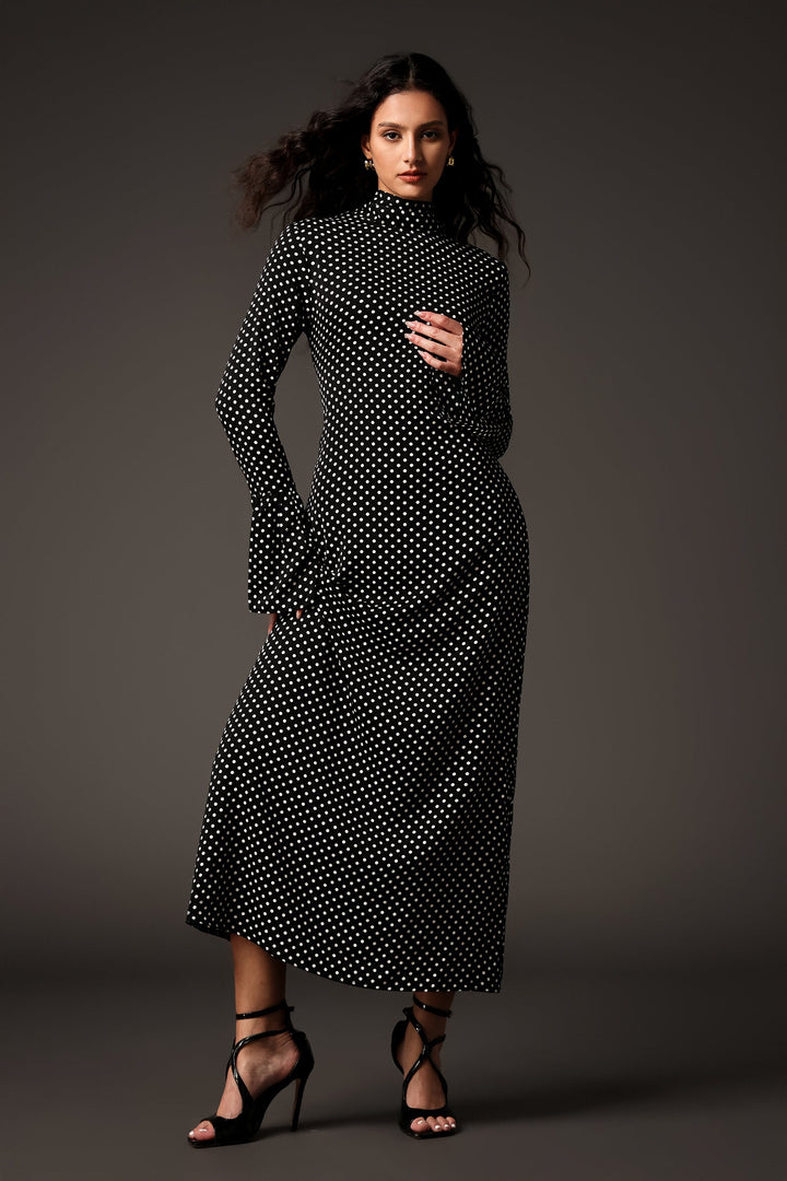 Elleri High Neck Long Sleeves Maxi Dress