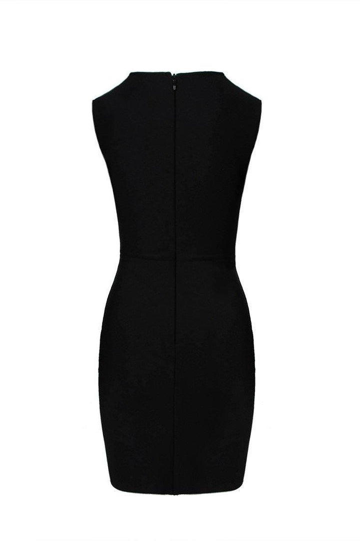 Plunge Mesh Crystal Mini Dress - Bellabarnett