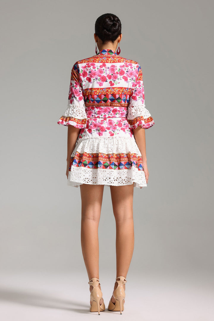 Krystal Lace Printed Mini Dress