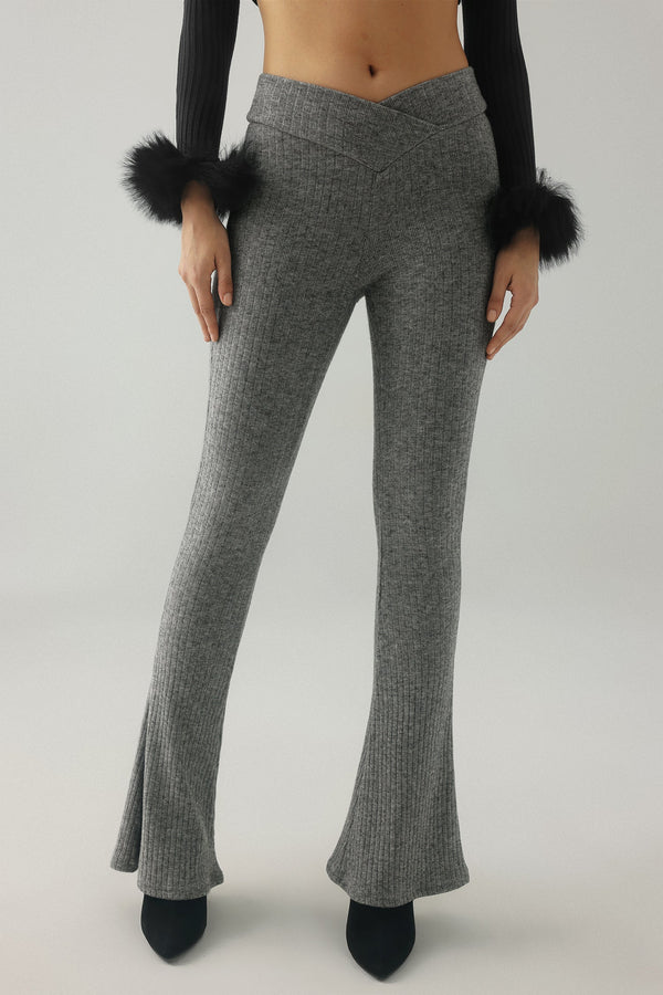 Lilith Knitted Pants - Black - Gray