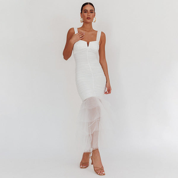 Sleeveless Ruched Bodycon Maxi Dress