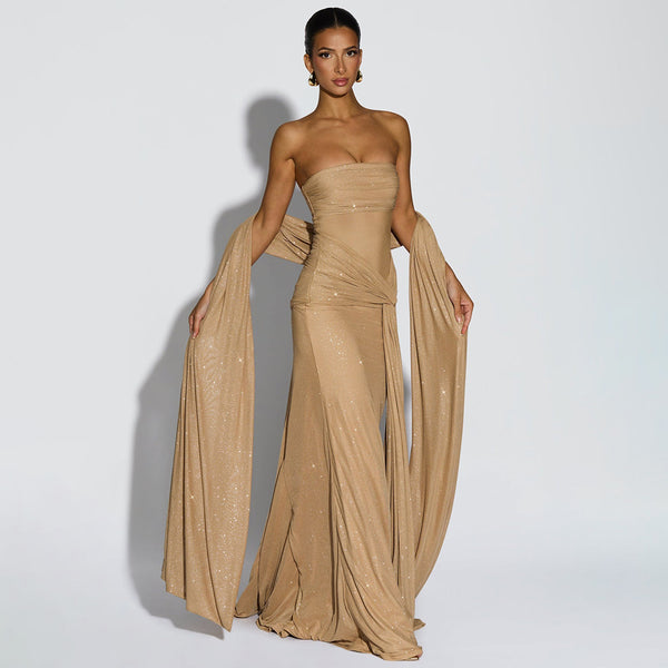 Sleeveless Flowing Sash Maxi Dress