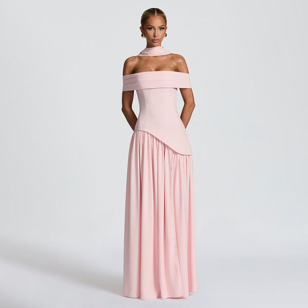 Sleeveless Backless Flowing Sash Maxi Dress