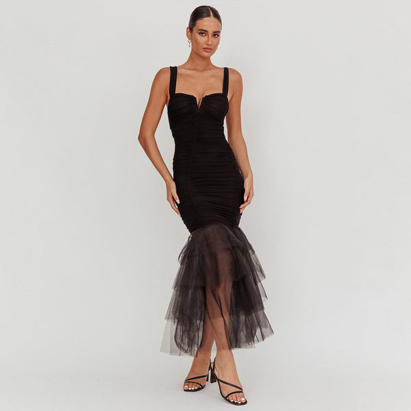 Sleeveless Ruched Bodycon Maxi Dress